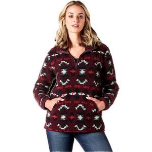 Womens Wrangler Multi-Design Sherpa Quarter-Zip Long-Sleeve Pullover XL